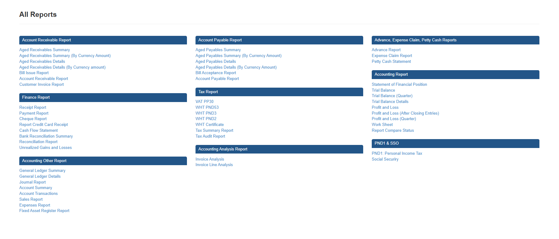 รายงานทางบัญชีและการเงิน